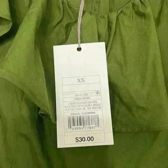 A NEW DAY-Mini Green Ruffle Dress Women's SZ XS Multi Tiered Short Sleeve NWT - Picture 6 of 15